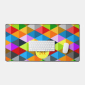 Heldere retro kleurrijke driehoeken patroon Monogr Bureaumat (Keyboard & Muis)