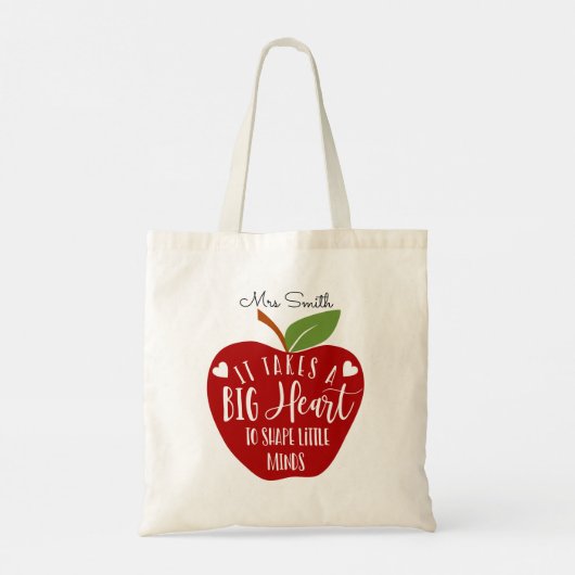 Heldere rode appel die een groot hart nodig heeft tote bag (Achterkant)