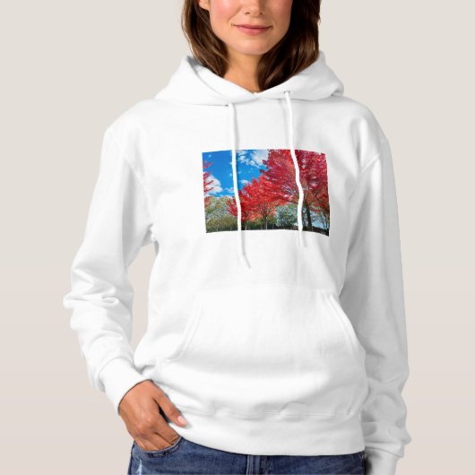 Heldere rode bladeren in de herfst hoodie (Voorkant)