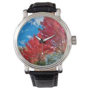 Heldere rode bladeren in de herfst horloge