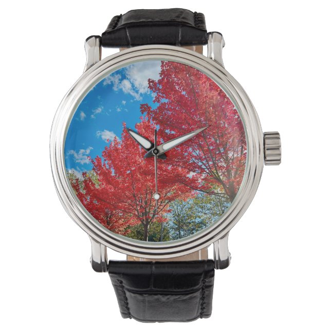 Heldere rode bladeren in de herfst horloge (Voorkant)