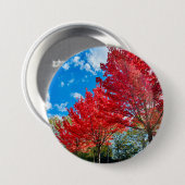 Heldere rode bladeren in de herfst ronde button 7,6 cm (Voorkant /achterkant)