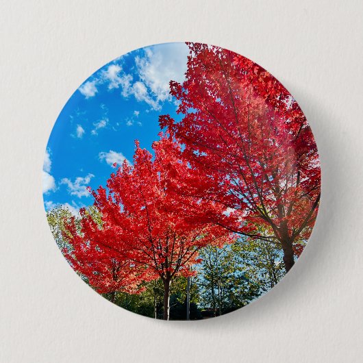 Heldere rode bladeren in de herfst ronde button 7,6 cm (Voorkant)