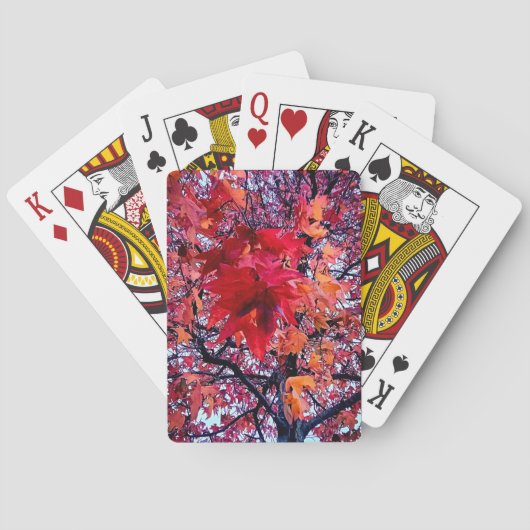 Heldere rode bladeren pokerkaarten (Achterkant)