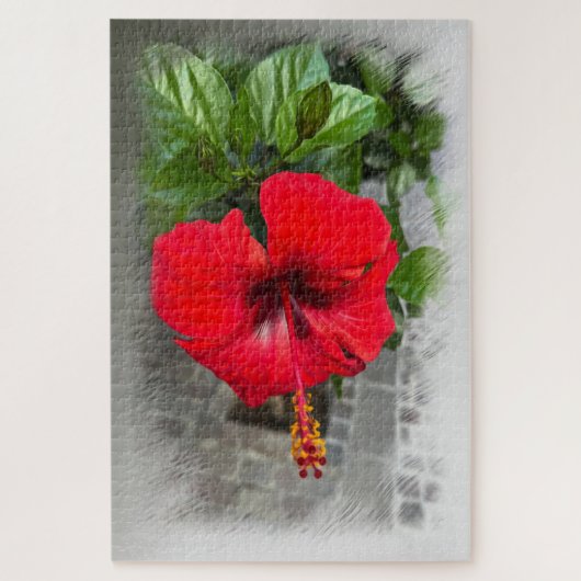 Heldere rode bloem legpuzzel (Verticaal)