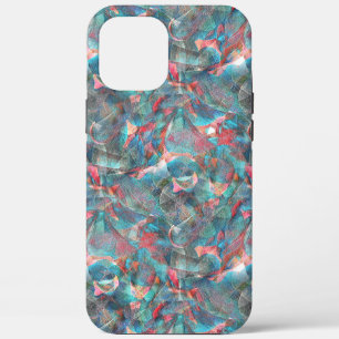 Heldere rode en cyaan vlekken op onafgewerkte ruwe Case-Mate iPhone case