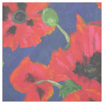 Heldere rode en zwarte oosterse papavers op blauw