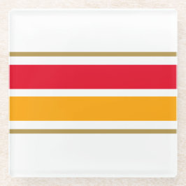 Heldere rode gele racestrepen witte achtergrond glazen onderzetter