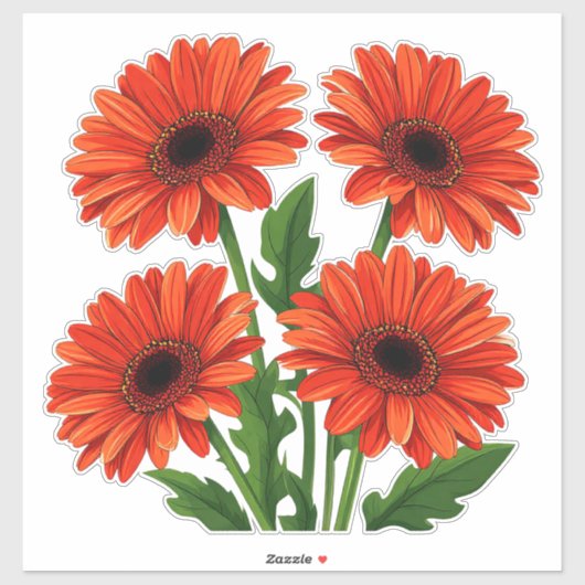 Heldere rode gerbera madeliefjesboeket sticker (Vel)