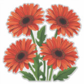 Heldere rode gerbera madeliefjesboeket sticker (Voorkant)