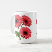 Heldere rode gerbera-tuil koffiemok (Voorkant links)