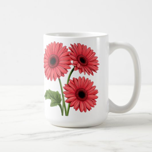 Heldere rode gerbera-tuil koffiemok (Rechts)