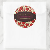 Heldere rode harten handgemaakt met liefde ronde sticker (Tas)