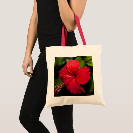 Heldere Rode Hibiscus Tote Bag (Voorkant (product))