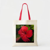 Heldere Rode Hibiscus Tote Bag (Voorkant)
