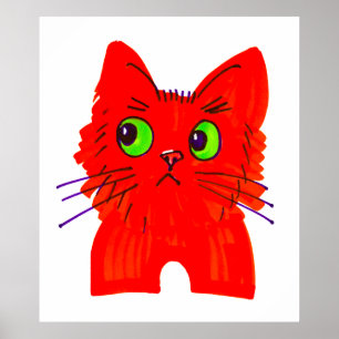 Heldere rode kat - Wonder met brede ogen met een t Poster