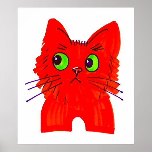 Heldere rode kat - Wonder met brede ogen met een t Poster (Voorkant)