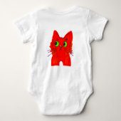 Heldere rode kat - Wonder met brede ogen met een t Romper (Achterkant)