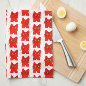 Heldere rode kat - Wonder met brede ogen met een t Theedoek (Quarter Fold)