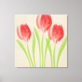 Heldere rode lente tulpen canvas afdruk