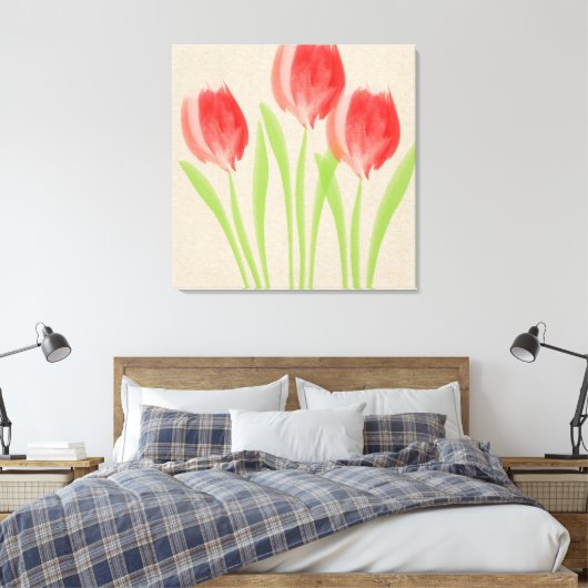 Heldere rode lente tulpen canvas afdruk (Insitu (Slaapkamer))