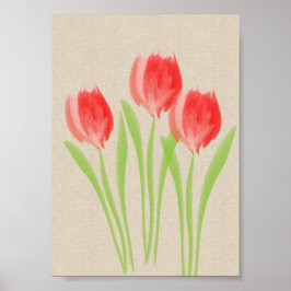 Heldere rode lente tulpen poster