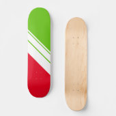 Heldere rode lime groene helling witte race strepe persoonlijk skateboard (Voorkant)