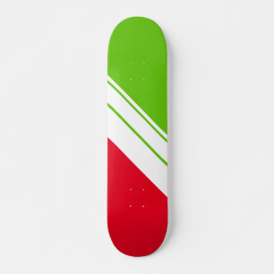 Heldere rode lime groene helling witte race strepe persoonlijk skateboard
