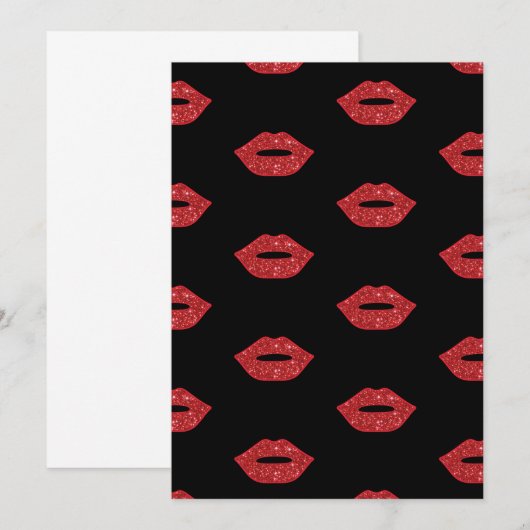 Heldere rode lippen Glitter Kisses Elegant Vrouwel Kaart (Voorkant / Achterkant)