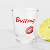 Heldere rode lipstick afdrukken shot glas (Voorkant)