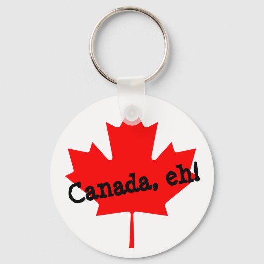 Heldere Rode Maple Leaf Canada eh! Sleutelhanger (Voorkant)