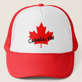Heldere Rode Maple Leaf Canada eh! Trucker Pet (Voorkant)