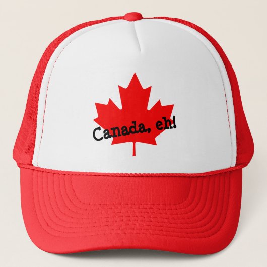 Heldere Rode Maple Leaf Canada eh! Trucker Pet (Voorkant)