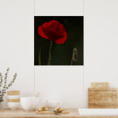 Heldere rode papaver op donkere achtergrondverf. poster (Keuken)