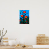 Heldere rode papavers: blauwe hemel: olieverf poster (Keuken)