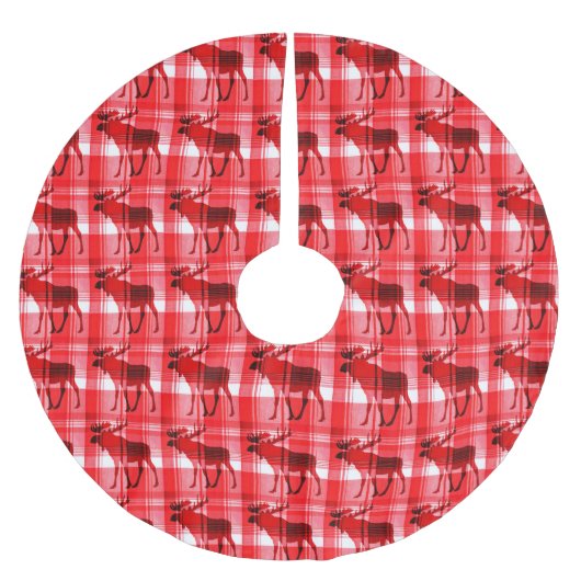 Heldere rode plaid eland rustieke boom rok kerstboom rok (Voorkant)