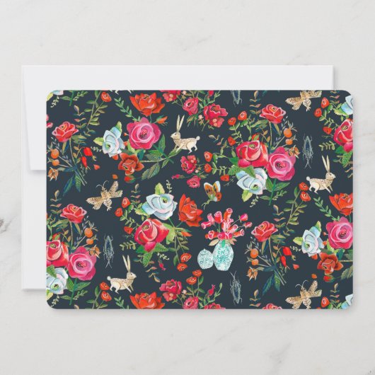 Heldere rode rozen bloemenbruiloft kaart (Achterkant)