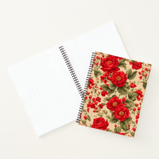 Heldere rode rozen en tekst notitieboek (Binnen)