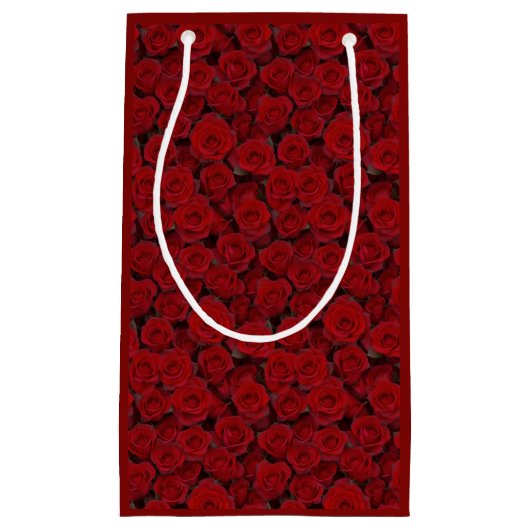 Heldere Rode Rozen Kleine Gift Bag Klein Cadeauzakje (Voorkant)