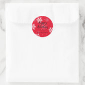 Heldere rode sneeuwvlokken aangepaste kerst ronde sticker (Tas)