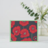 Heldere rode tulpen op zwart, Briefkaarten (Staand voorkant)
