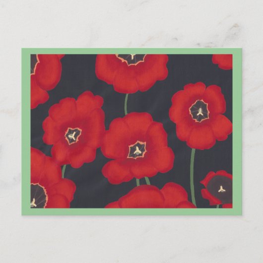 Heldere rode tulpen op zwart, Briefkaarten (Voorkant)