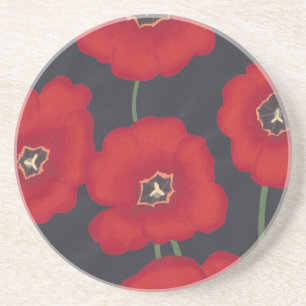 Heldere rode tulpen op zwart, Drink Coasters Zandsteen Onderzetter