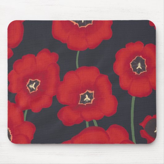 Heldere rode tulpen op zwart, Muismatten (Voorkant)