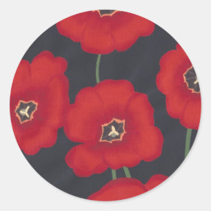 Heldere rode tulpen op zwart, Stickers