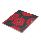 Heldere rode tulpen op zwart, Trivets Tegeltje (Zijkant)