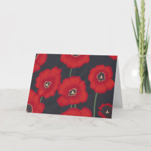 Heldere rode tulpen op zwart, Wenskaarten Kaart