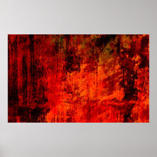 Heldere rode, vieze, zwarte, rode achtergrond. Hal Poster