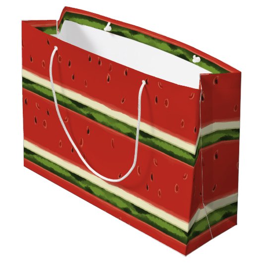 Heldere Rode Waterverf Watermeloen Gift Bag Groot Cadeauzakje (Achterkant Gekanteld)