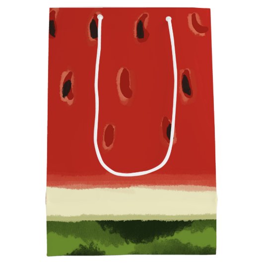 Heldere Rode Waterverf Watermeloen Gift Bag Medium Cadeauzakje (Achterkant)